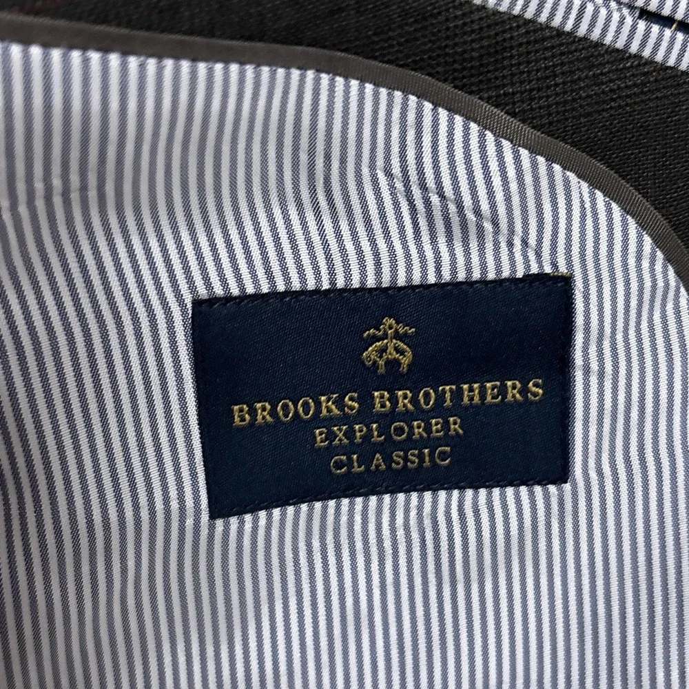 Brooks Brothers Sport Coat 40L Charcoal Gray Wool Explorer Classic Blazer Jacket